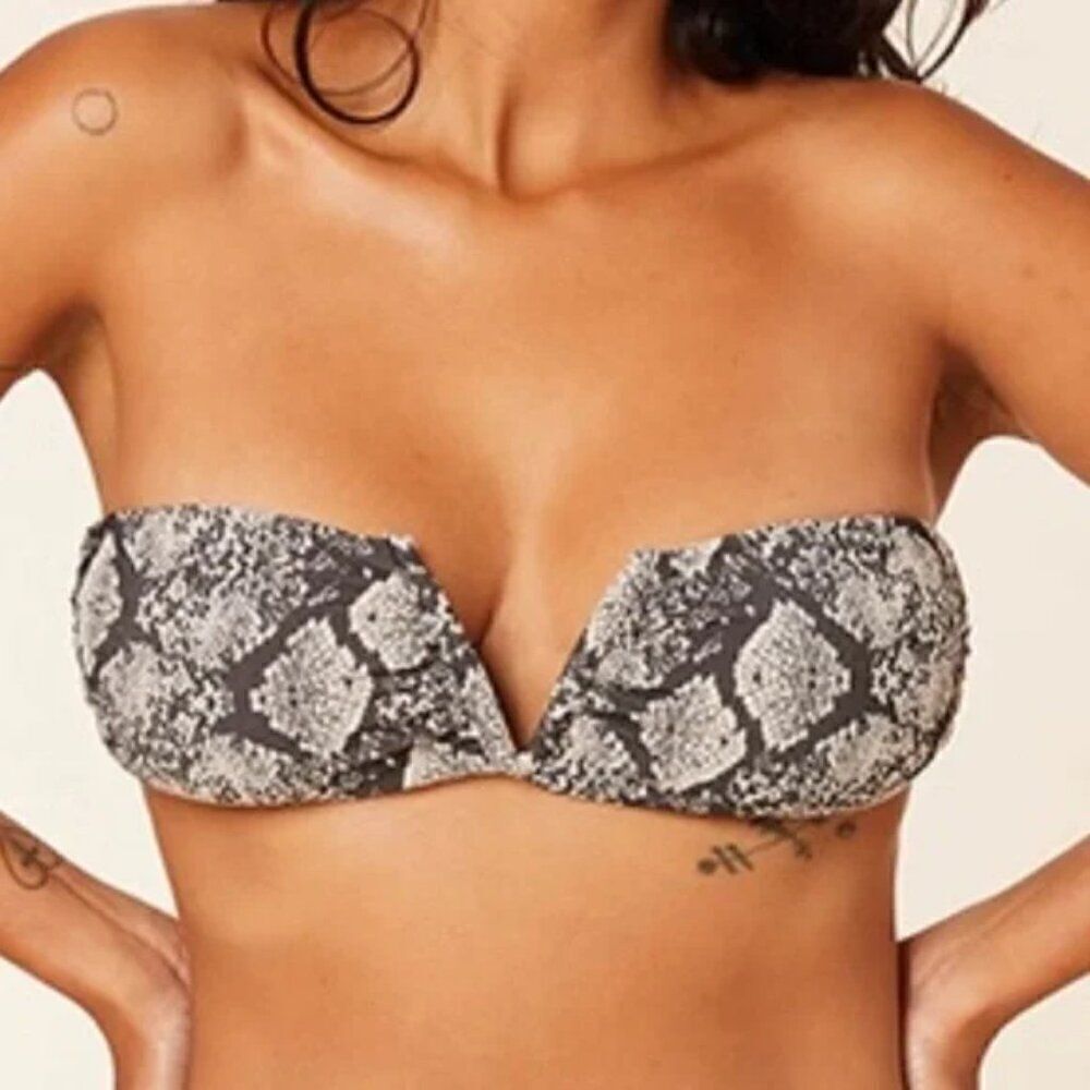 Andie Swim Scala Bikini Top in Snake Python Animal Print Size Small NWT NEW